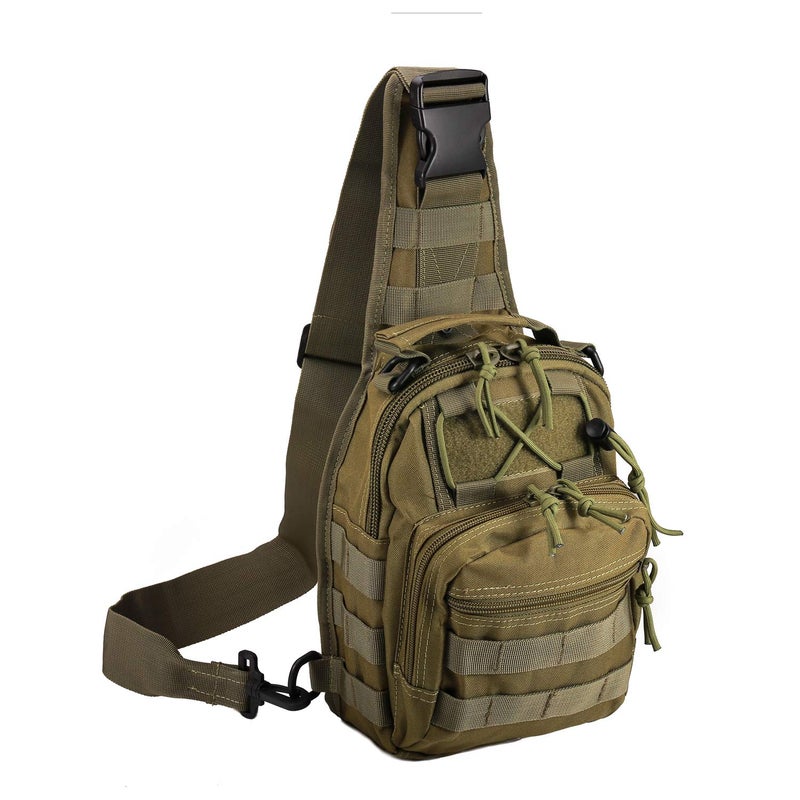 Novemkada Tactical Shoulder Bag,1000D Outdoor Military Molle Sling Backpack Sport Chest Pack Daypack Bags for Camping, Hiking, Trekking, Rover Sling (Green) - Image 1